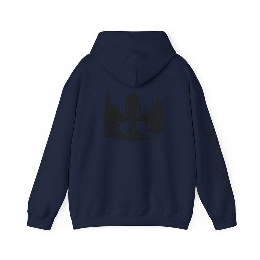 Gone Fishin' Bigfoot Hoodie - Unisex Heavy Blend™ Sweatshirt for Nature Lovers
