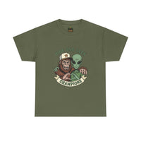Hide and Seek Champions , Alien and Sasquatch tshirt