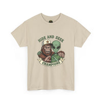 Hide and Seek Champions , Alien and Sasquatch tshirt