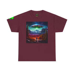 UFO Abduction Scene T-Shirt | Alien Spaceship Landscape Tee