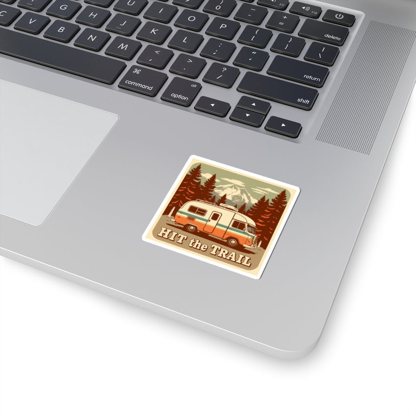 Retro Adventure Kiss-Cut Stickers - "Hit the Trail" Vintage Camper Design