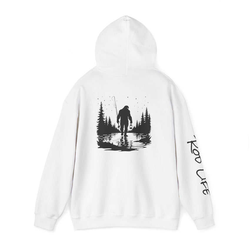 Gone Fishin' Bigfoot Hoodie - Unisex Heavy Blend™ Sweatshirt for Nature Lovers