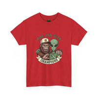 Hide and Seek Champions , Alien and Sasquatch tshirt