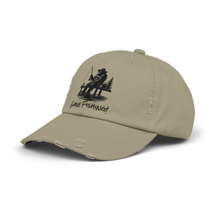 Gone Fishing Distressed Cap - Unisex Fishing Hat for Outdoor Enthusiasts