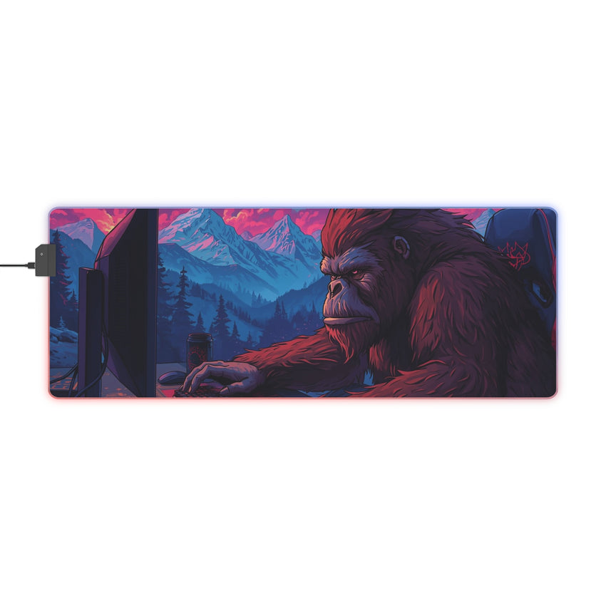 Sasquatch Gamer Scene LED Gaming Mouse Pad | RGB Extended Desk Mat