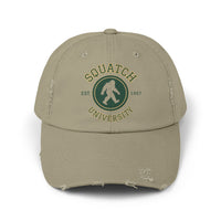 Squatch University cap | Sasquatch logo distressed hat, Bigfoot college emblem cap