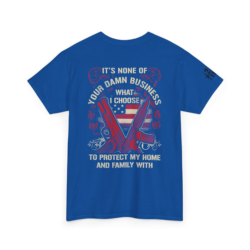 Unisex Heavy Cotton Tee with Empowering Gun Rights graphics front and back graphics