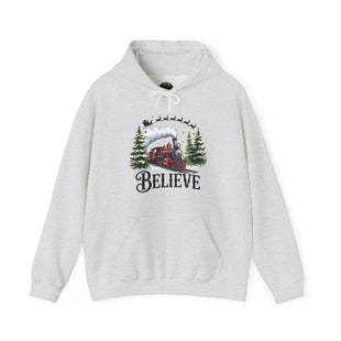 Believe Train Hooded Sweatshirt, Cozy Winter Sweatshirt