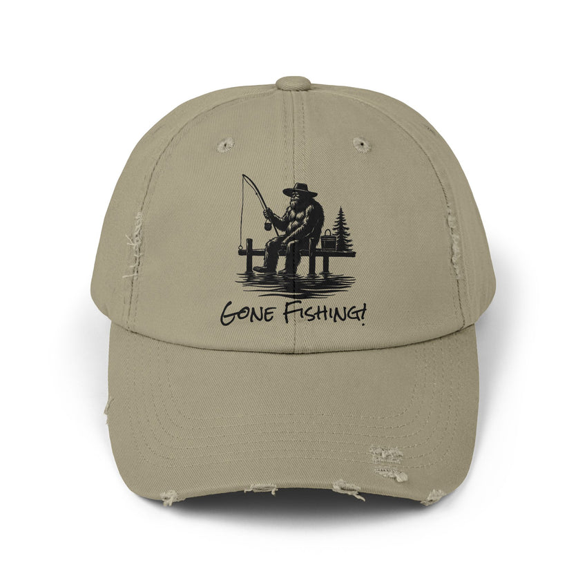 Gone Fishing Distressed Cap - Unisex Fishing Hat for Outdoor Enthusiasts