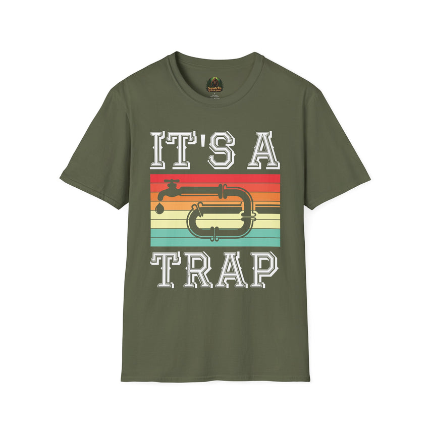 It's A Trap trumpet T-Shirt | Retro Striped Trombone Band Humor