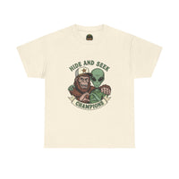 Hide and Seek Champions , Alien and Sasquatch tshirt