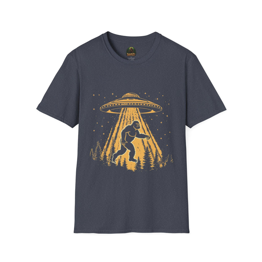 Bigfoot Abduction T-Shirt | UFO Sasquatch Forest Alien Beam