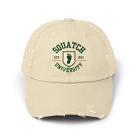 Squatch University cap | distressed dad hat, Bigfoot foot emblem