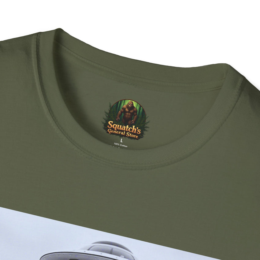 Alien Cat Abduction T-Shirt | Retro EW, PEOPLE UFO Graphic front and back graphics