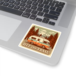 Retro Adventure Kiss-Cut Stickers - "Hit the Trail" Vintage Camper Design