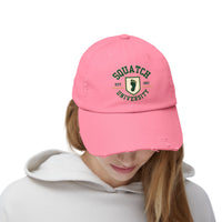 Squatch University cap | distressed dad hat, Bigfoot foot emblem