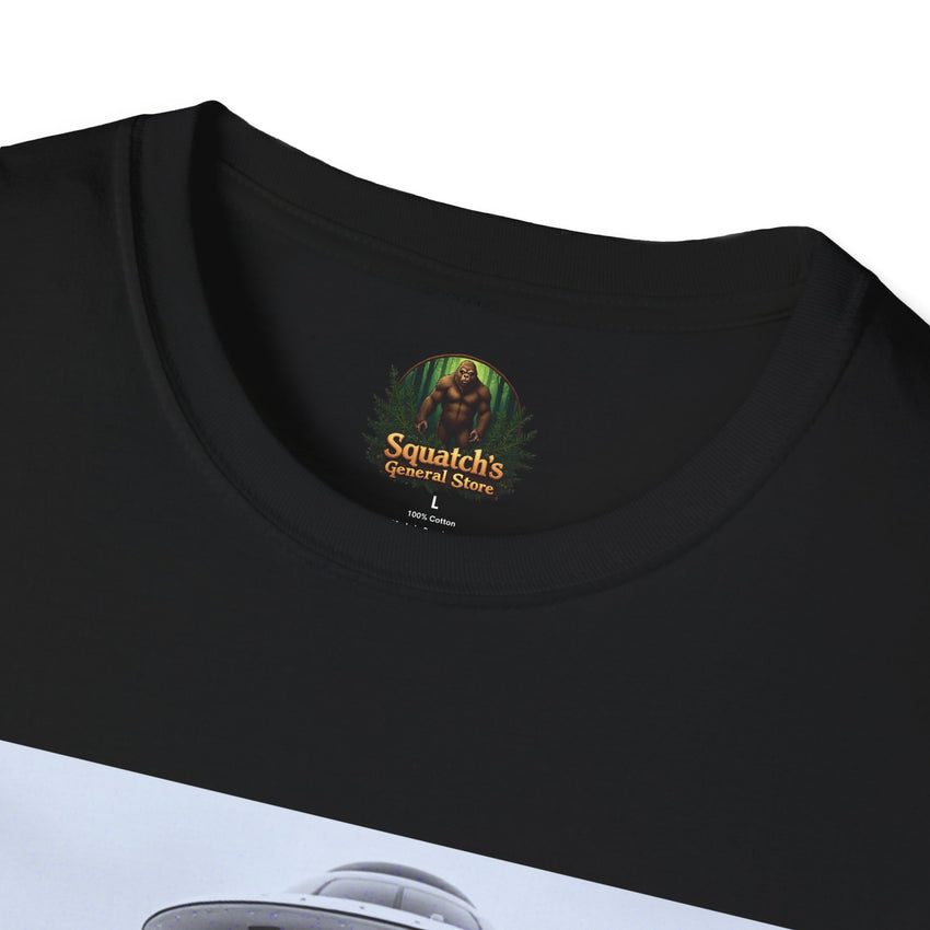 Alien Cat Abduction T-Shirt | Retro EW, PEOPLE UFO Graphic front and back graphics