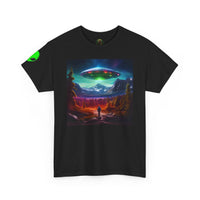 UFO Abduction Scene T-Shirt | Alien Spaceship Landscape Tee