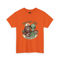 Hide and Seek Champions , Alien and Sasquatch tshirt