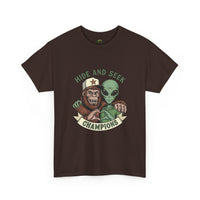 Hide and Seek Champions , Alien and Sasquatch tshirt