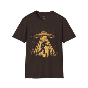 Bigfoot Abduction T-Shirt | UFO Sasquatch Forest Alien Beam