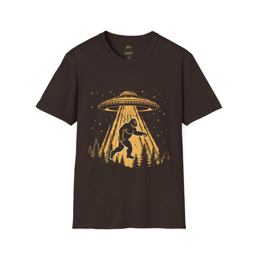 Bigfoot Abduction T-Shirt | UFO Sasquatch Forest Alien Beam