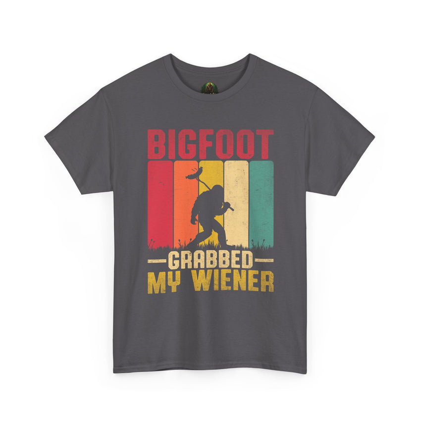 Bigfoot grabbed my wiener T-Shirt | Sasquatch hot dog vintage graphic
