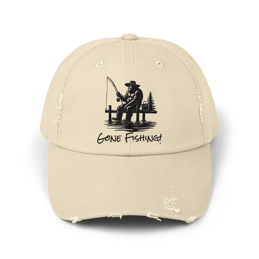 Gone Fishing Distressed Cap - Unisex Fishing Hat for Outdoor Enthusiasts