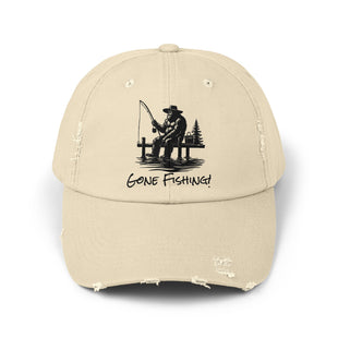 Gone Fishing Distressed Cap - Unisex Fishing Hat for Outdoor Enthusiasts