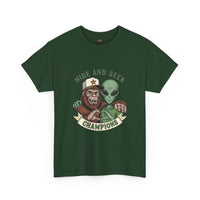 Hide and Seek Champions , Alien and Sasquatch tshirt