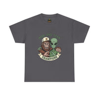 Hide and Seek Champions , Alien and Sasquatch tshirt
