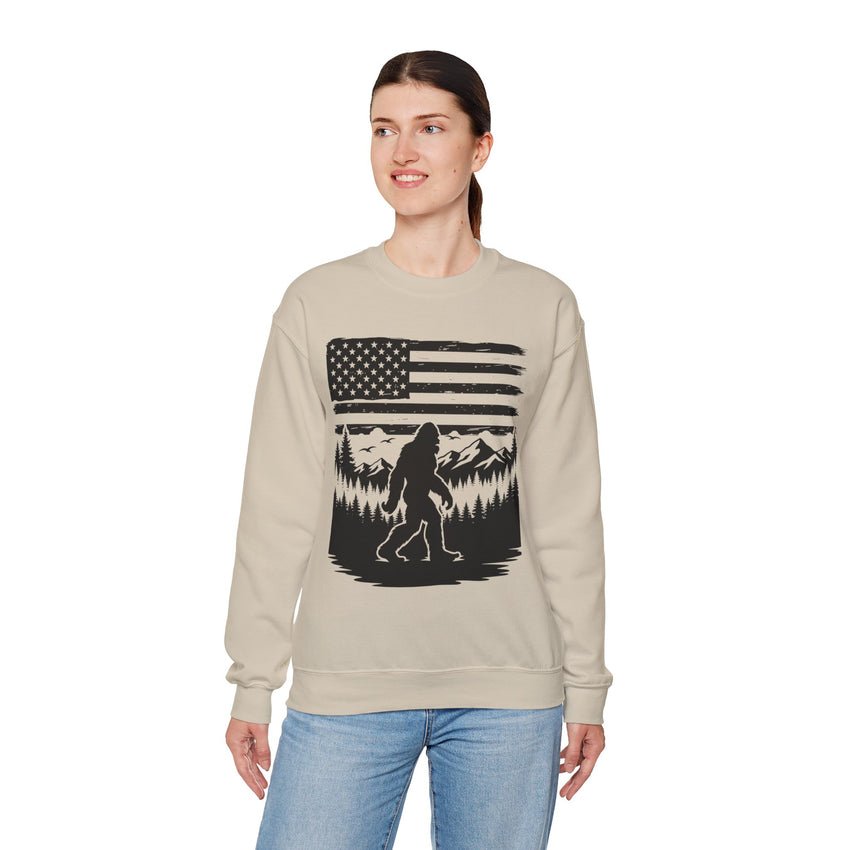 Bigfoot American Flag Crewneck Sweatshirt