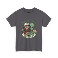 Hide and Seek Champions , Alien and Sasquatch tshirt