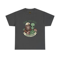 Hide and Seek Champions , Alien and Sasquatch tshirt