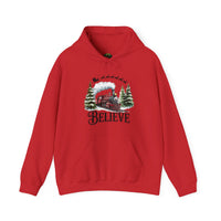 Believe Train Hooded Sweatshirt, Cozy Winter Sweatshirt
